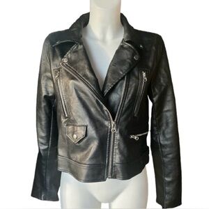 Love Tree Black Vegan Leather Moto Jacket Size Large